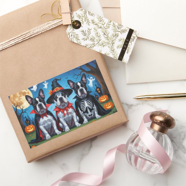 Sticker Rectangulaire Cane Corso Chiens Citrouille Halloween Funny (Cadeaux)