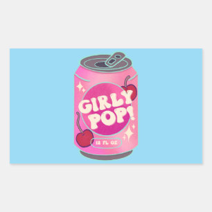 Sticker Rectangulaire Canette de soda cerise Girly Pop Rose rétro Y2K