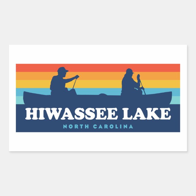 Sticker Rectangulaire Canoë du lac Hiwassee Caroline du Nord (Devant)