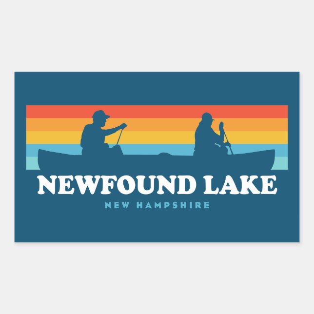 Sticker Rectangulaire Canoë New Hampshire Lake (Devant)