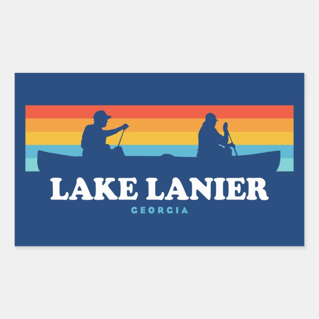 Sticker Rectangulaire Canot du lac Lanier Georgia (Devant)