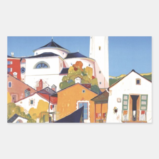 Sticker Rectangulaire Canton de Tessin vintage Suisse (Devant)