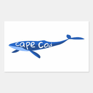 Sticker Rectangulaire Cape Cod Massachusetts Baleine
