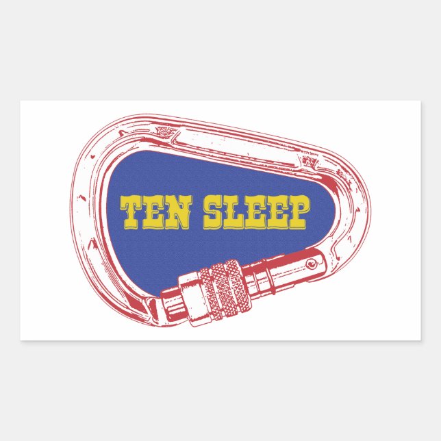 Sticker Rectangulaire Carabiner d'Escalade de 10 roches endormies (Devant)