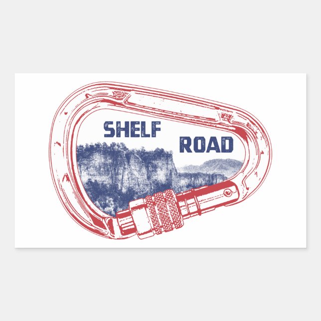 Sticker Rectangulaire Carabiner Escalade de Shelf Road (Devant)