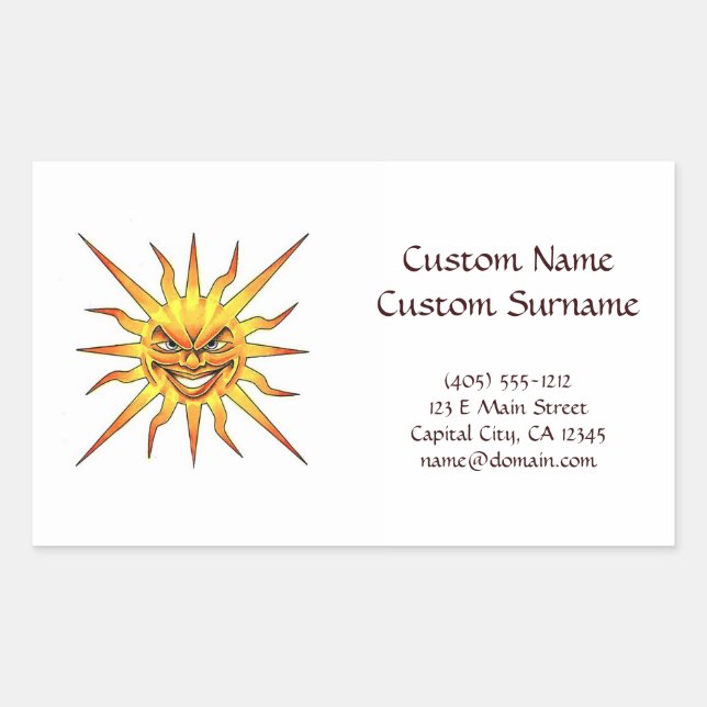 Sticker Rectangulaire Caricature cool tatouage symbole mal Soleil visage (Devant)