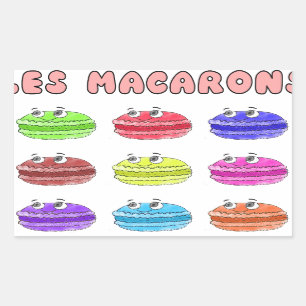Sticker Rectangulaire Caricature des Macarons