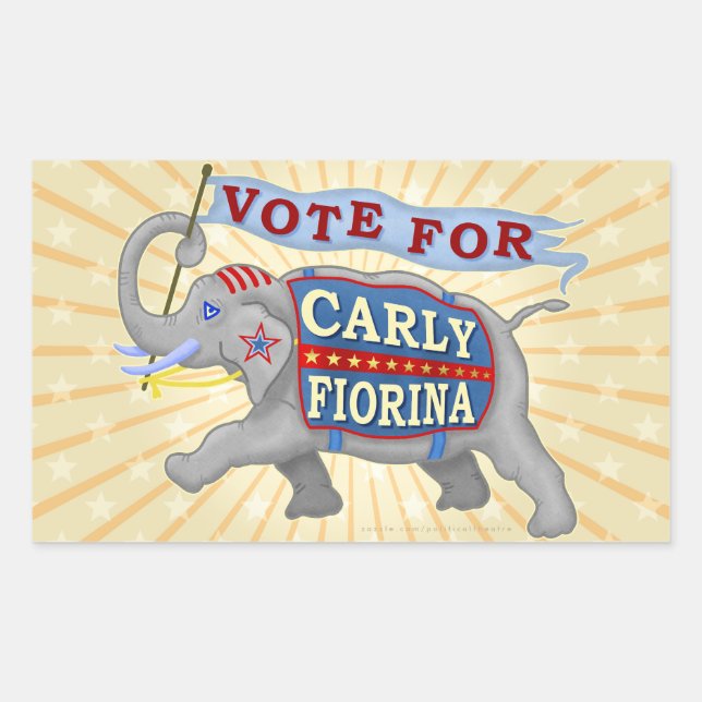 Sticker Rectangulaire Carly Fiorina Président 2016 Eléphant républicain (Devant)