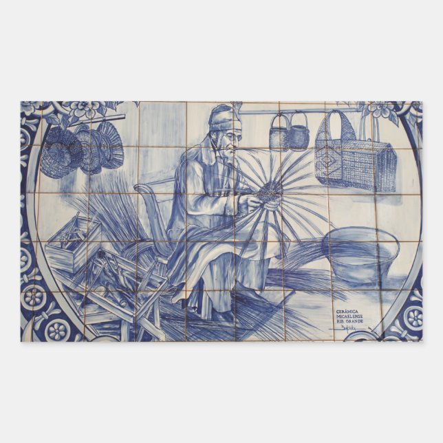 Sticker Rectangulaire Carreaux azulejo portugais (Devant)