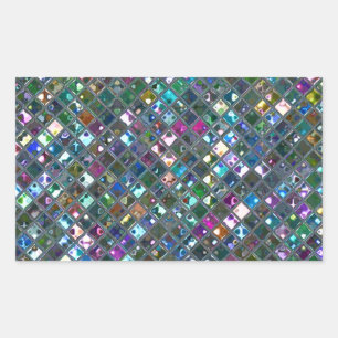 Sticker Rectangulaire Carreaux de Glitz Multicolore 2 rectangle d'impres