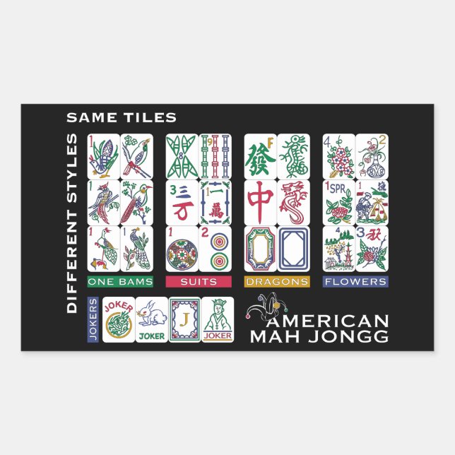 Sticker Rectangulaire Carreaux Mah Jongg identiques (Devant)