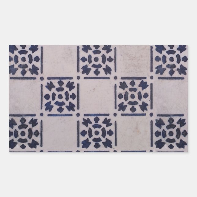 Sticker Rectangulaire Carrelage Delft Bleu : Motif d'art néerlandais cla (Devant)