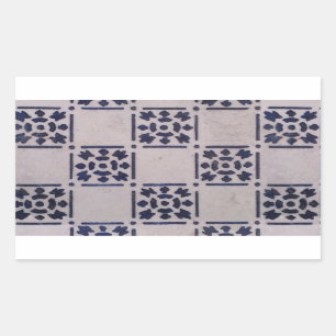 Sticker Rectangulaire Carrelage Delft Bleu : Motif d'art néerlandais cla