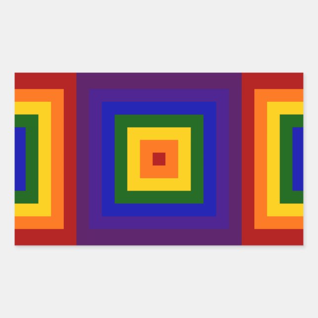 Sticker Rectangulaire Carrés arc-en-ciel (Devant)