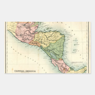 Sticker Rectangulaire Carte antique de l'Amérique centrale
