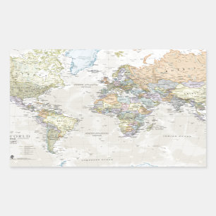 Sticker Rectangulaire Carte classique du monde