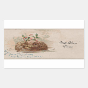 Sticker Rectangulaire Carte de Noël Vintage Funny Holly Pie