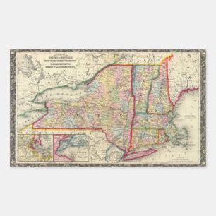 Sticker Rectangulaire Carte Du Comté Des États De New York