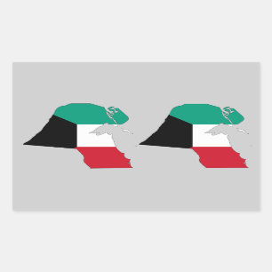 Sticker Rectangulaire Carte du Drapeau du Koweït 4 (double)