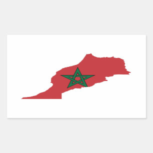 Sticker Rectangulaire Carte du drapeau du Maroc FOUR