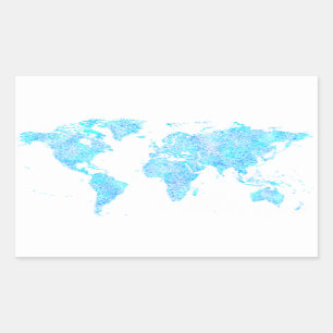 Sticker Rectangulaire Carte du monde abstrait moderne