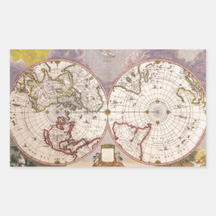 Sticker Rectangulaire Carte du monde antique