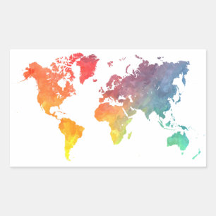 Sticker Rectangulaire carte mondiale 5