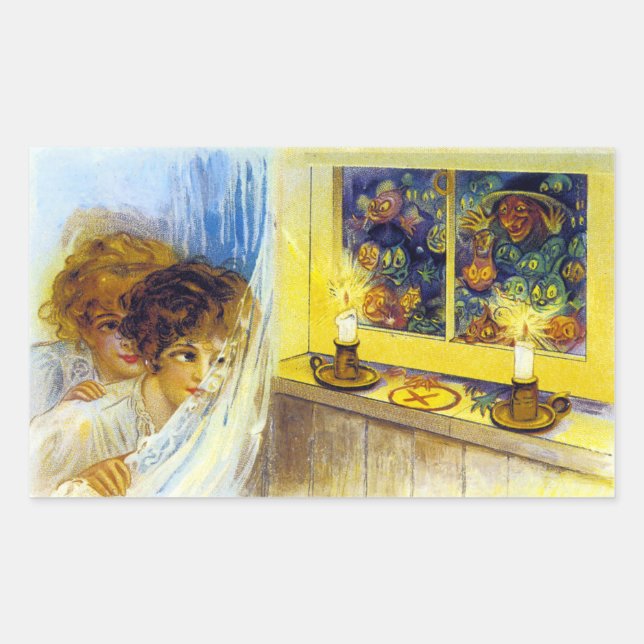 Sticker Rectangulaire Carte postale Halloween vintage (Devant)