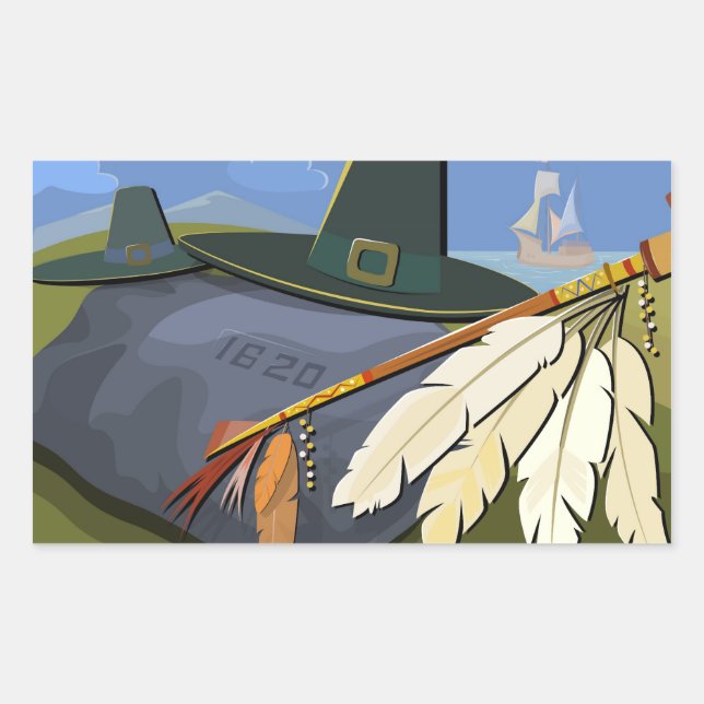 Sticker Rectangulaire Carte postale Jour d'Action de grâce (Devant)