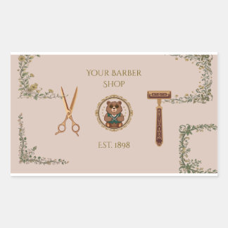 Sticker Rectangulaire Cartes de visite de salon de coiffure vintage