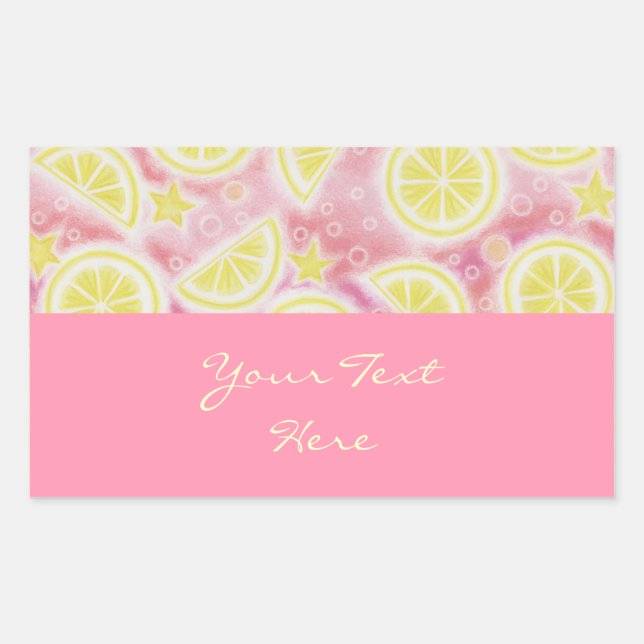 Sticker Rectangulaire Carton rouge citronnade rose "Your Text" rectangle (Devant)