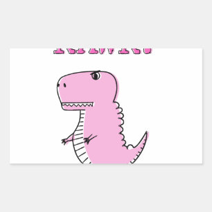 Sticker Rectangulaire Cartoon T-Rex Dinosaur Mignonne Et Rose En Colère