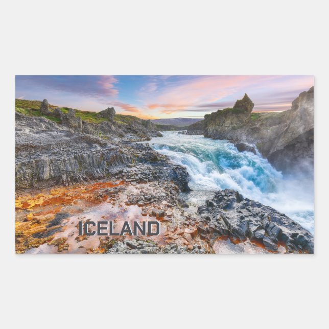 Sticker Rectangulaire Cascades de Geitafoss, Islande (Devant)