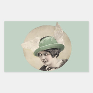 Sticker Rectangulaire Casquette vert vintage