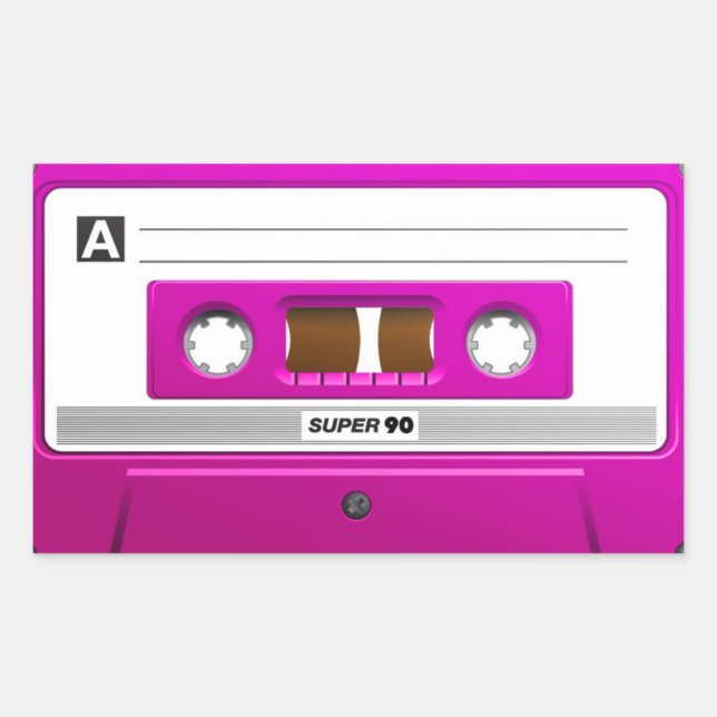 Sticker Rectangulaire cassette rose (Devant)