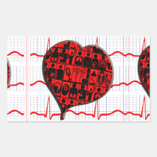 STICKER RECTANGULAIRE CCU HEART EKG SPÉCIALITÉS MÉDICALES