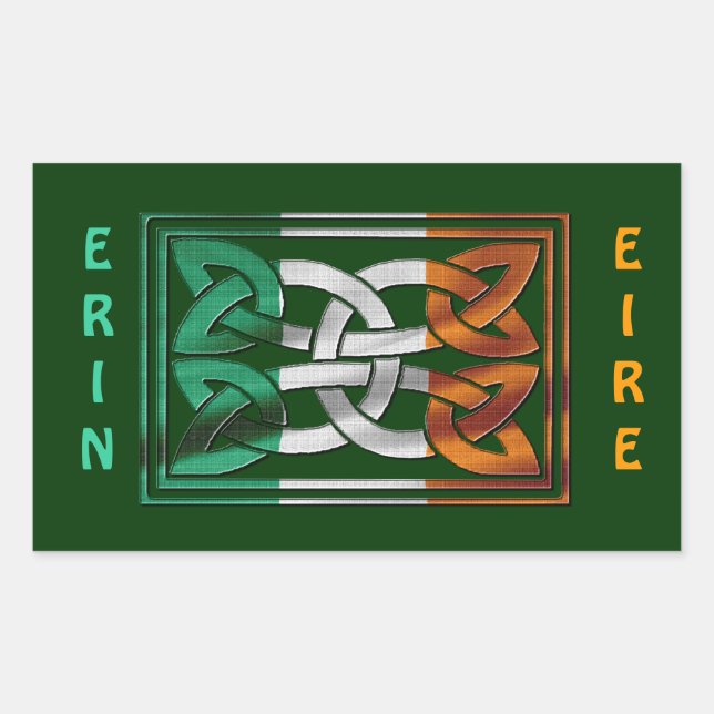 Sticker Rectangulaire CELTIC CLASSIQUE Collection Drapeau Irlandais (Devant)