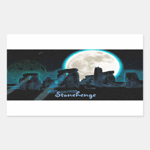 Sticker Rectangulaire Celtic Stonehenge, Moon & Stars Astronomy Royaume-
