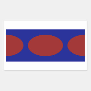 Sticker Rectangulaire Cercles rouges en bleu