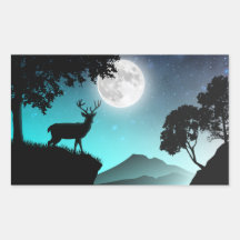 Cerf sous la lune turquoise
