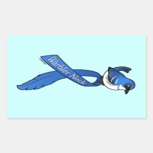 Sticker Rectangulaire Cerulean de ruban de cou de fauvette