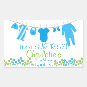 Sticker Rectangulaire C'est UNE SURPRISE ! Baby shower