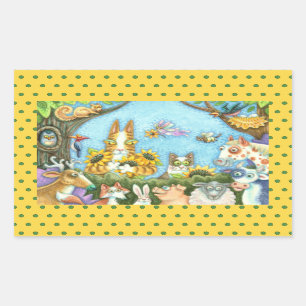 STICKER RECTANGULAIRE CHAÎNES N'FITZ ET MENAGERIE D'AMIS, AMUSANT