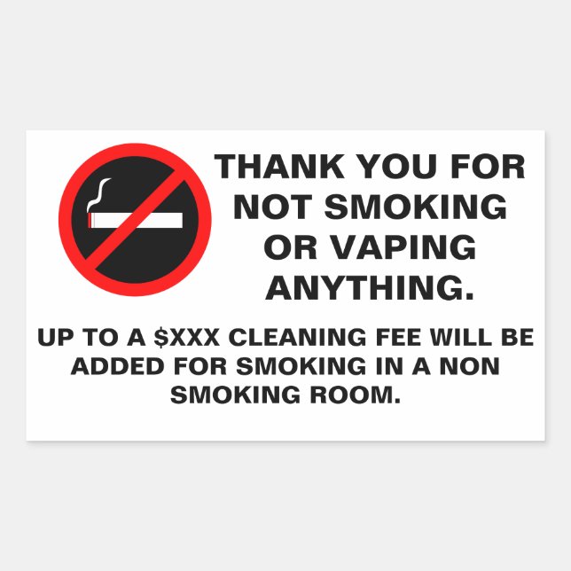 Sticker Rectangulaire Chambre d'hôtel non fumeur non vaporeuse signe rec (Devant)