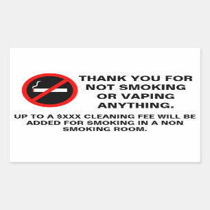 Sticker Rectangulaire Chambre d'hôtel non fumeur non vaporeuse signe rec