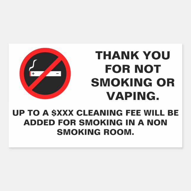 Sticker Rectangulaire Chambre d'hôtel non fumeur non vaporisateur (Devant)