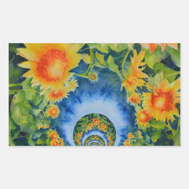 Sticker Rectangulaire Champs de tournesol pour toujours (Devant)