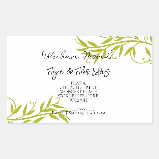 Sticker Rectangulaire Changement d'étiquette d'adresse (Devant)