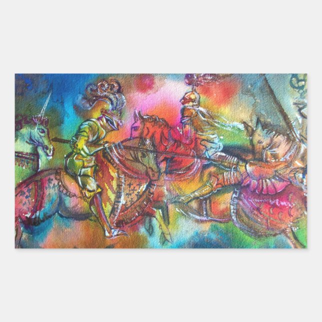 STICKER RECTANGULAIRE CHANSON DE ROLAND/ COMBAT DES CHEVALIERS EN TOURNO (Devant)