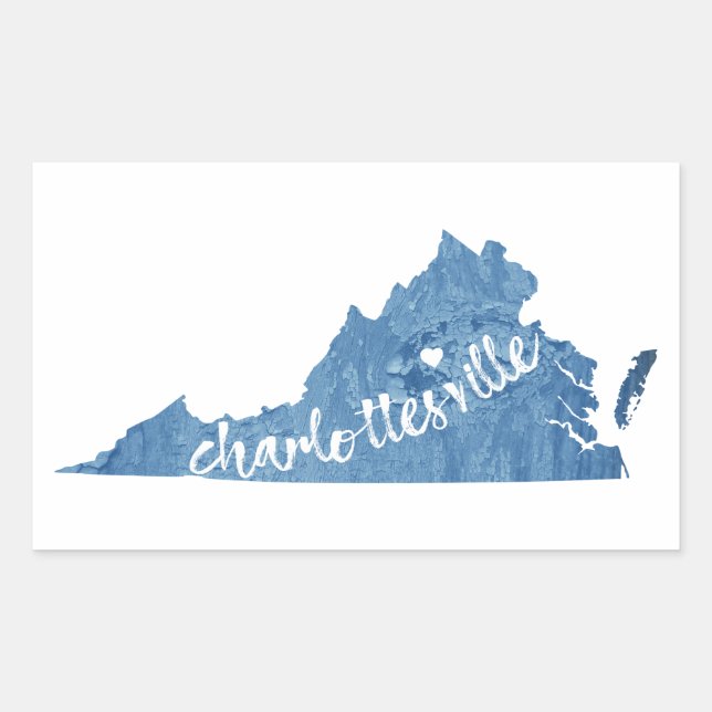 Sticker Rectangulaire Charlottesville Virginia Wood Plaque (Devant)
